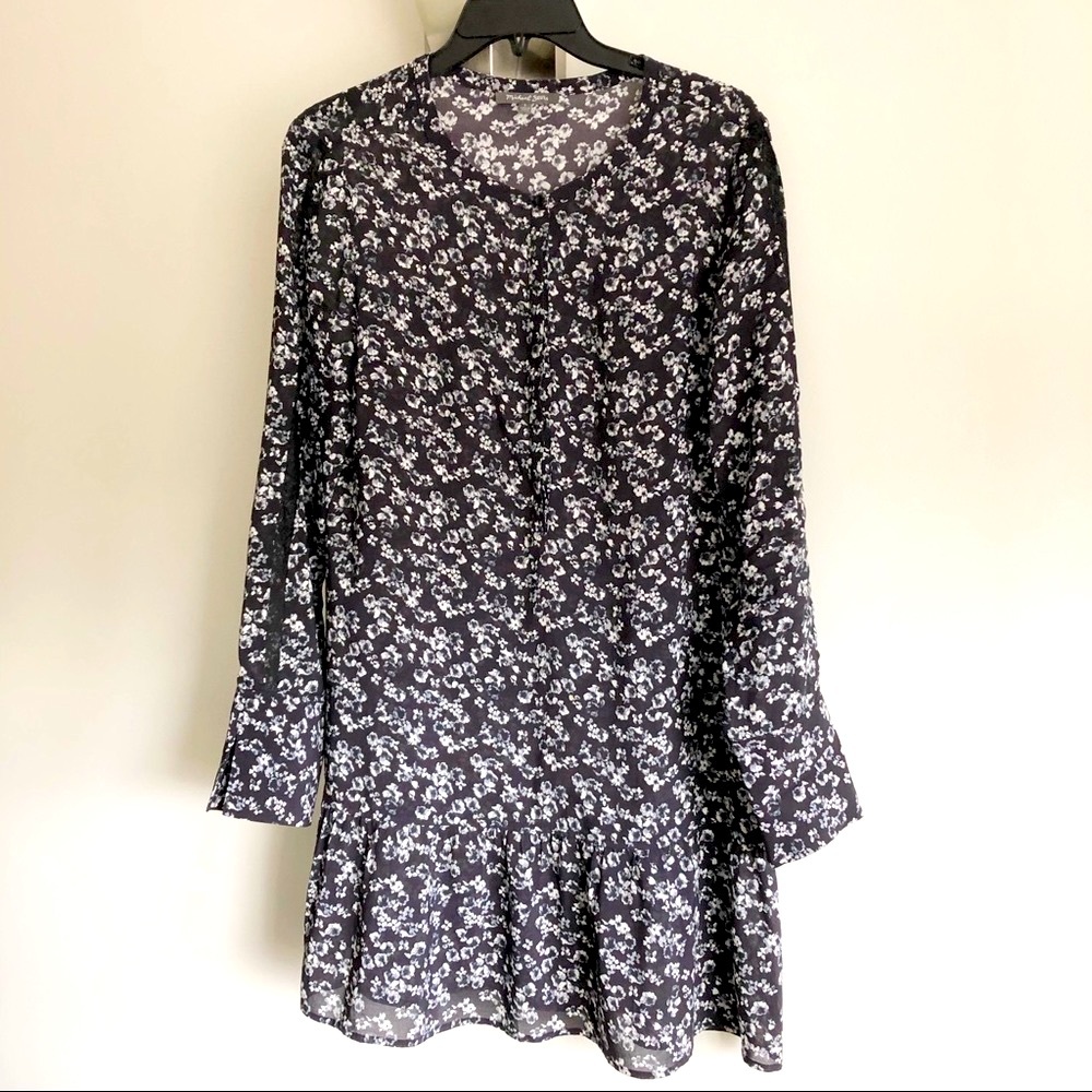 Michael Stars Floral Sheer 2 pc Dress w/Ruffle